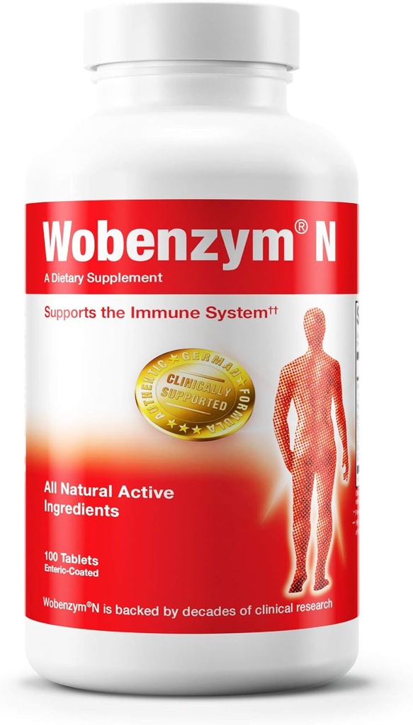 Laboratoarele Douglas Wobenzym N - Suplimentul German autentic - Enzime sistemice - pentru sistemul imunitar și sănătatea articulară* - Cu Papain, Rutin & Bromelain - 100 de tablete enterice