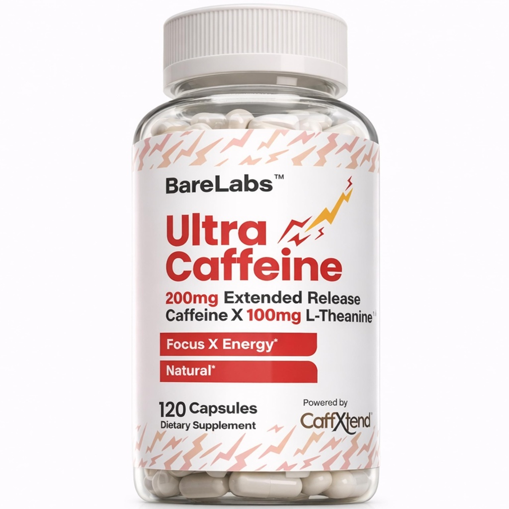 Extended Release Cafeine pastile + Caffeine L-Theanine + Focus & Energy Supplement + No Jitters, No Crash + Natural - 120 Capsule