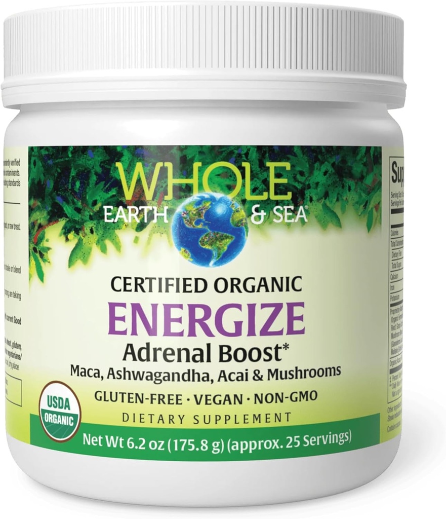 Întregul Pământ & Marea de la factorii naturali, Energize Adrenala Boost cu Maca Root, Ashwagandha & More 6.2 oz pulbere