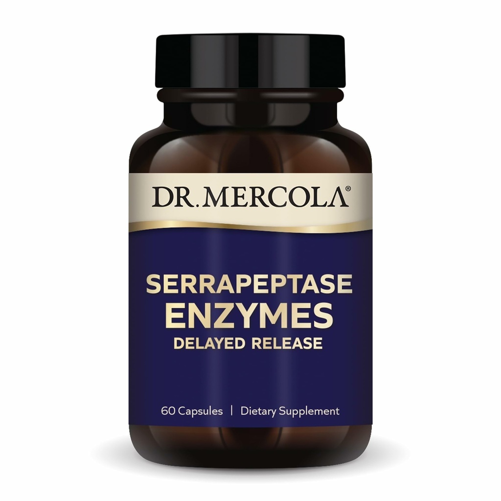 Mercola Serapeptase Enzime - Suportă funcția celulară sănătoasă - Lansare întârziată - Non-GMO, Gluten-Free & Soy-Free - 60 capsule