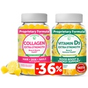 Lunakai Colagen și vitamina D3 Gummies Bundle - Suplimente anti-GMO pentru bărbați și femei - Imunitate, Oase și Mood Support Gummy pentru adulți - 30 zile de aprovizionare
