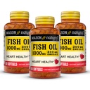 MASON NATURAL Omega,3 Fish Oil, 180,Day Supply, 1000 mg cu EPA și DHA pentru suport comun, 60 Softgel Pills (3 ambalaj)