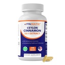 Vitamatic Ceylon Scorțișoară 10000 mg echivalent Per Serving (din 20:1 Extract 500 mg) cu Berberine & Crom - 240 Capsule vegetale - non-GMO & Gluten Free