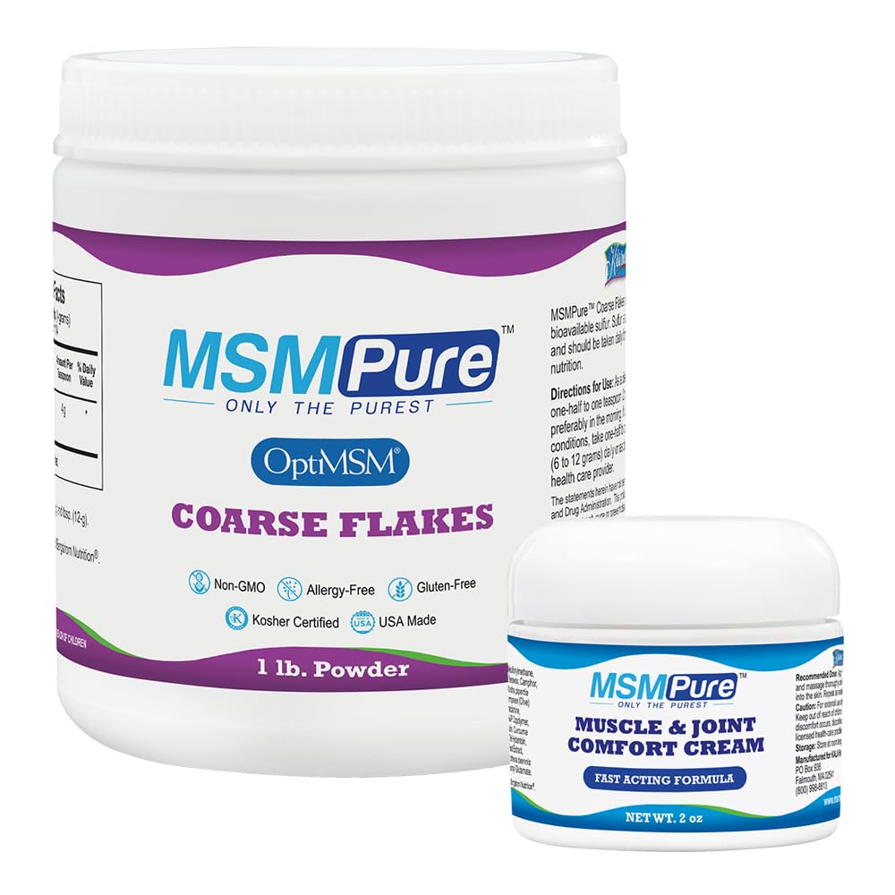 KALA HANITY MSMPure Coarse Flakes 1lb and Muscle & Joint Cream 2oz Bundle
