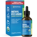USDA Vitamina organica B12 Picături lichide - Metilcobalamină pentru energie îmbunătățită și suport sistem nervos - 30 Serviri - foarte biodisponibil pentru absorbție - non-GMO, Vegan, aroma de capsuni, 1 Fl Oz