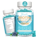 Gume de biotina si colagen cu B12, piele de par si unghii vitamine gume pentru cresterea parului, luminos piele si unghii puternice - aroma de afine, zahar gratuit, 120 Ct