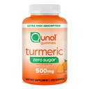 Qunol Zero Sugar Turmeric Gumies, Gummy cu 500mg Curcumin Turmeric, Supliment de sprijin comun, Ultra de înaltă absorbție Curcumin Tumeric, Vegetarian, Gluten gratuit, 120 Conte