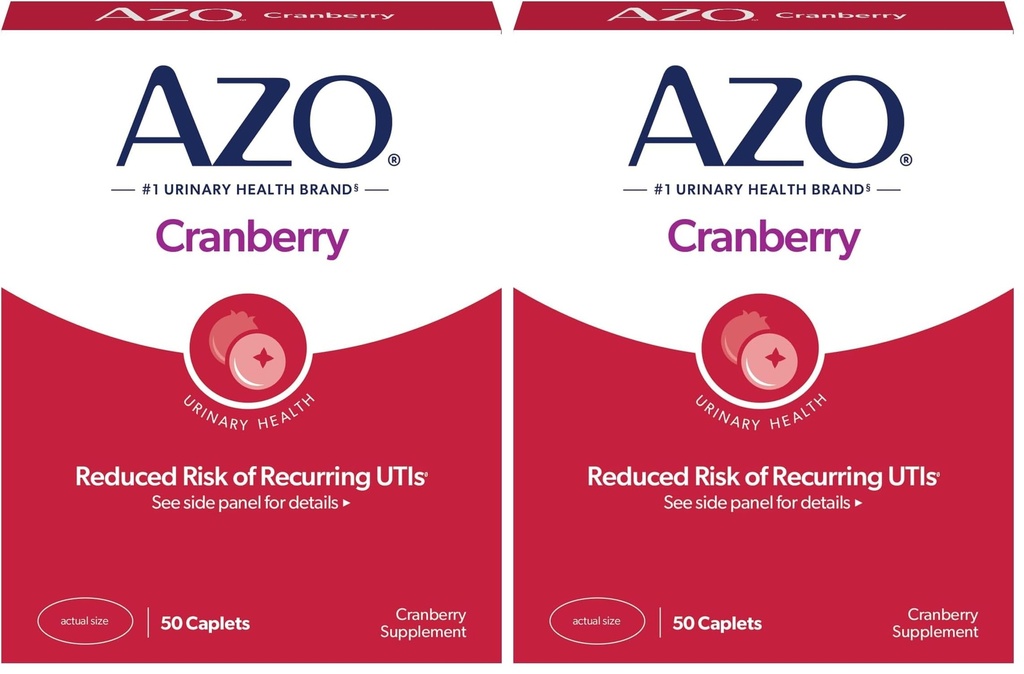 AZO Cranberry tractul urinar Suplimentul de sănătate, 1 Servire: 1 pahar de suc de afine, Pastile de zahăr fără afine, 50 Conte (Pachet de 2)