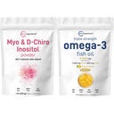 Micro Ingrediente Ulei de pește Omega-3 4,200 mg Softgels & Myo & D-Chiro Inositol pulbere Bundle 2 Pachet de pește sălbatic, Aroma de lamaie, Burpless 