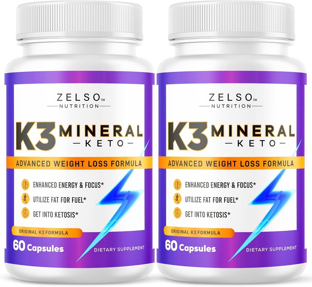 ZESL (2 ambalaj K3 pastile de pierdere în greutate minerale pentru femei și bărbați, K3 pastile minerale - K3 minerale de sare, vitamina + K3 capsule suplimentare pentru pierderea în greutate Keto - 2 luni de aprovizionare