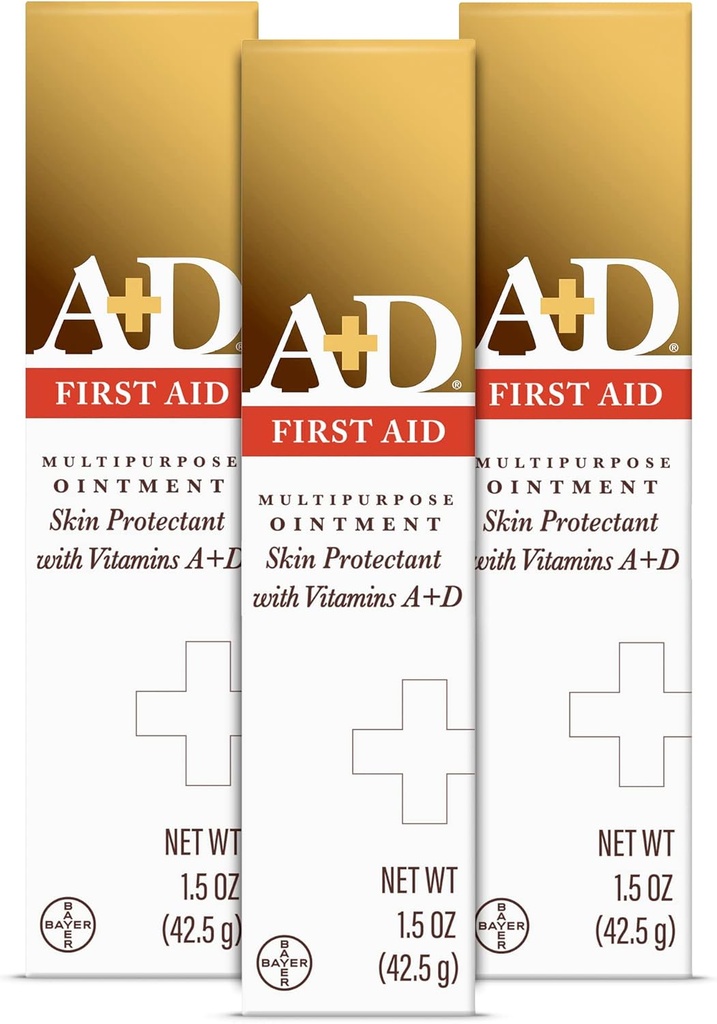 A+D Ointment de prim ajutor, hidrator de piele uscată multifuncțional și protector de piele, 1.5 Oz (Pachet de 3)