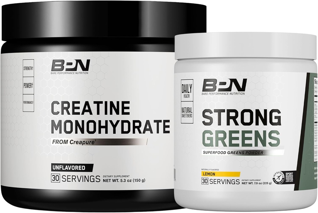 BARE PERFORMANŢĂ NUTRIŢIE BPN Creatină Monohidrată şi verdeţuri puternice Bundle