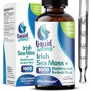 Irish Sea Moss Drops - Citrus Berry Flavor - 92+ Minerale esențiale și vitamine - Energie, Piele, Gut, Recovery - Bladderwrack și Brodock Root - 2 fl. oz