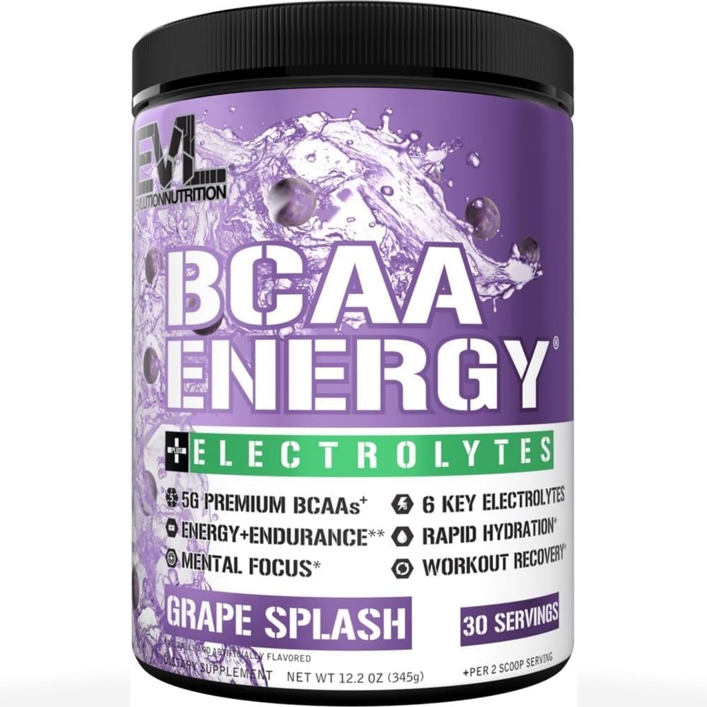 EVL BCAAs Aminoacids pulbere - BCAA energie Pre de antrenament pulbere pentru recuperare musculare Lean Creşterea şi rezistenţă - Rehidratare Post Workout Recovery Drink cu 6 Electroliţi cheie - Splash de struguri