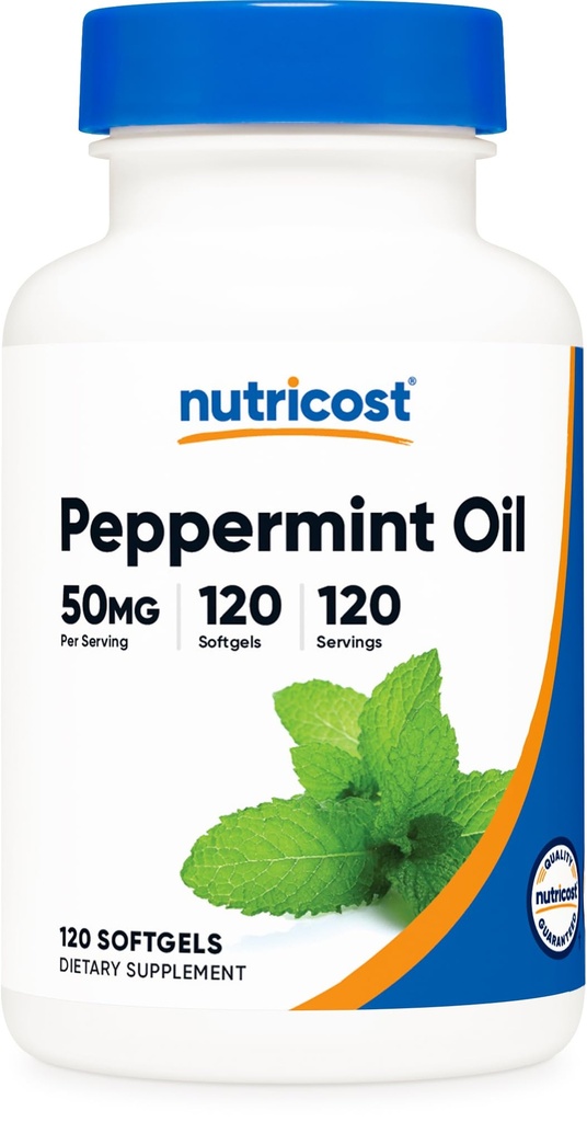 Nutricost Peppermint Oil Softgels (120 SFG) (50 MG) - Gluten Free, Tert Party Tested and OMG Free