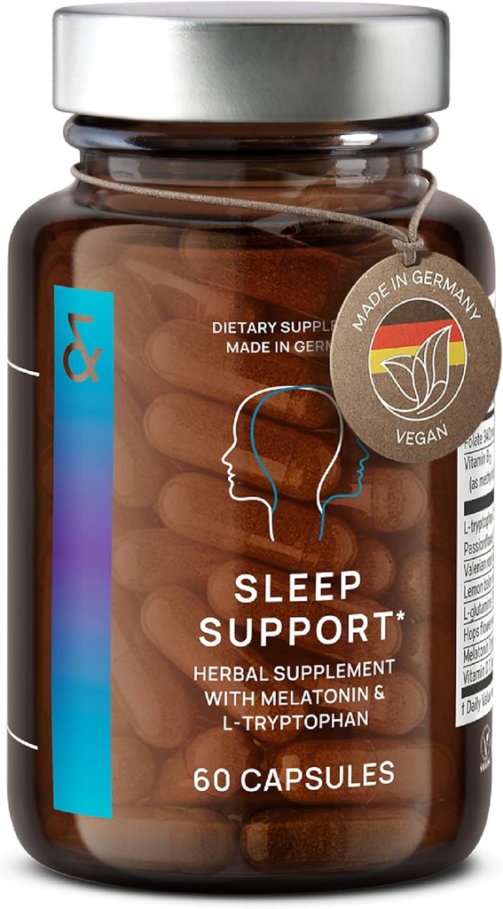 N°6 Natural Sleep Support cu Melatonina 1 mg & L-Tryptofan - Passionflower, Valerian Root & More - Enhanced Sleep Supplement - 60 capsule pentru nopţi odihnitoare
