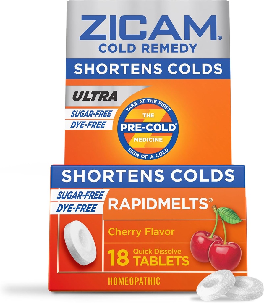 Zicam Rece Remedy Zinc Rapidmelts, Cherry Flavor, 18 Count (Pachet de 1)