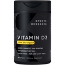Cercetare sportivă Vitamina D3 5000 UI cu ulei de nucă de cocos MCT - supliment de vitamina D de mare potențial pentru suport imunitar și osos - non-GMO verificat, Gluten & Soy Free 