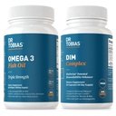Dr. Tobias Omega 3 Ulei de pește și suplimente complexe DIM, susține inima, funcția imună cerebrală și echilibrul hormonal pentru femei și bărbați cu bioPerine, extract Borccoli & calciu D-Glucarate, 60 capsule