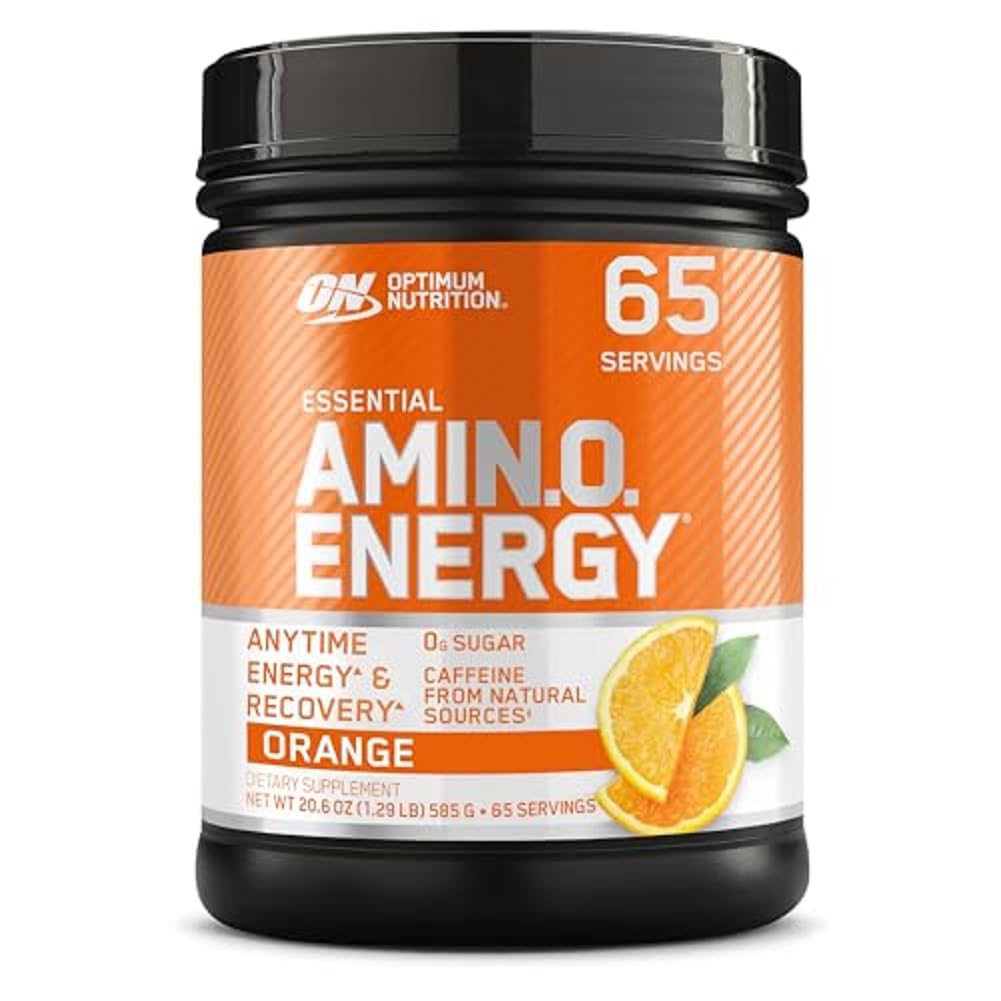 Optimum Nutrition Amino Energy - Pre Workout cu ceai verde, BCAA, Amino Acids, Keto Friendly, Green Coffee Extract, Energetic Powder - Orange Cooler, 65 Servings (Packaging May Vary)