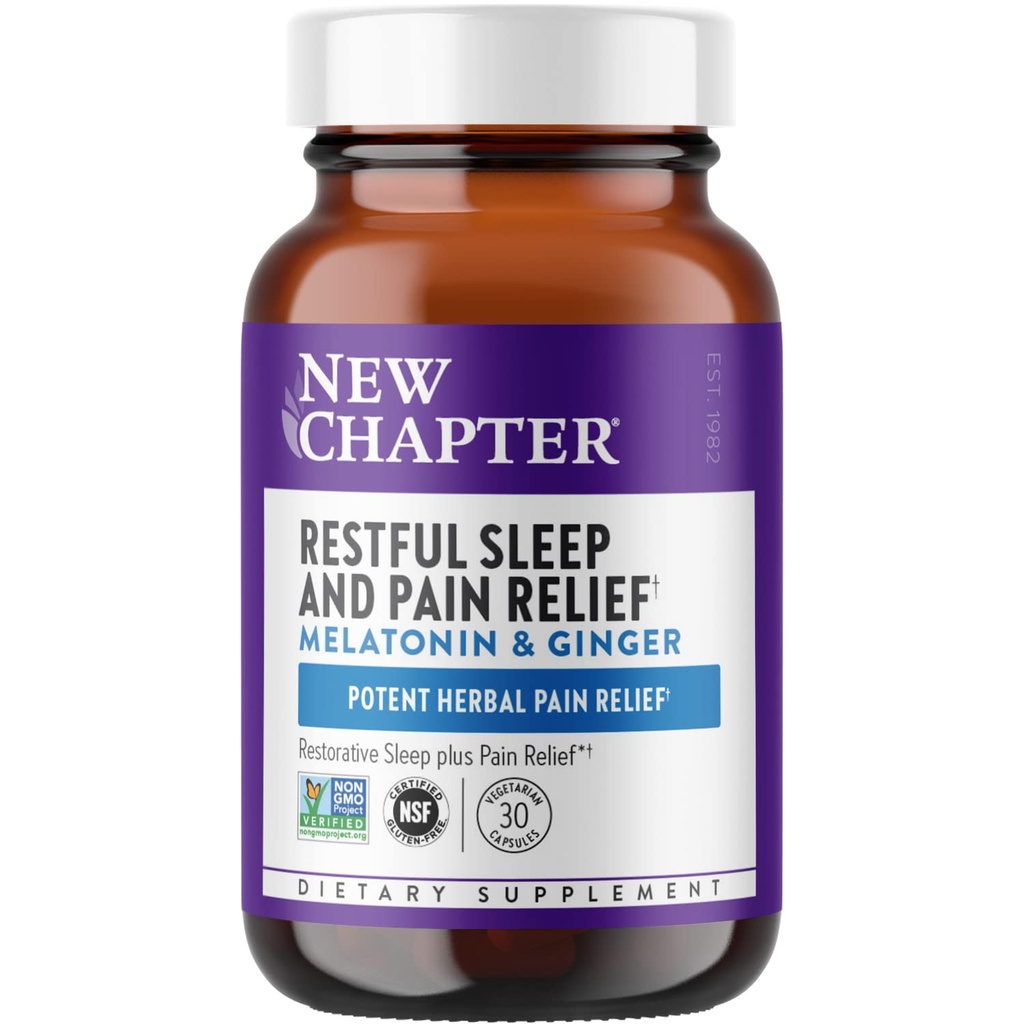 Noul capitol de somn ajutor, somn odihnitor și durere de relief, Melatonina și Ginger somn Supliment, gluten gratuit și non-GMO, 30 capsule vegetariene