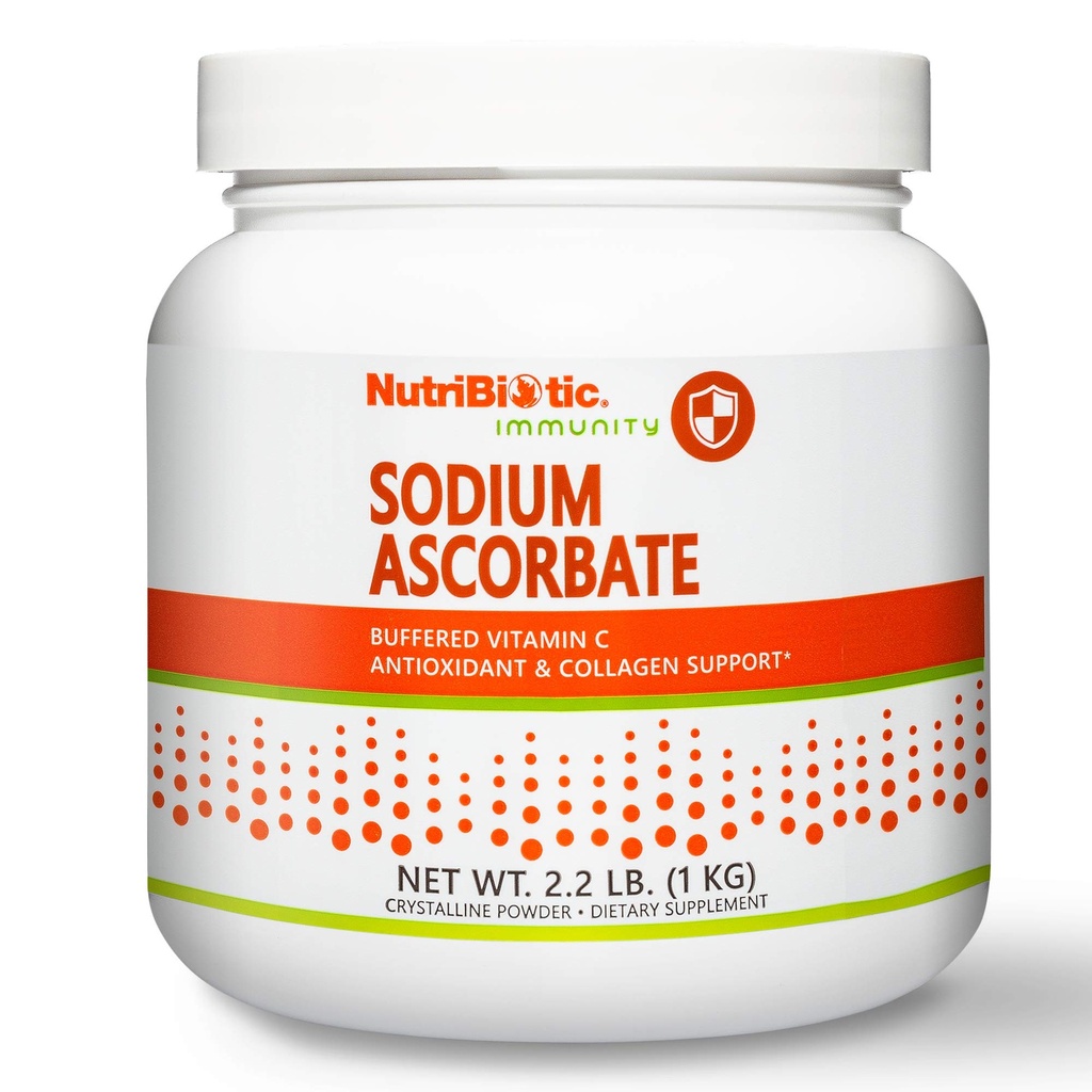 NutriBiotic - Ascorbat de sodiu Buffered Vitamina C pulbere, 2.2 Lb 