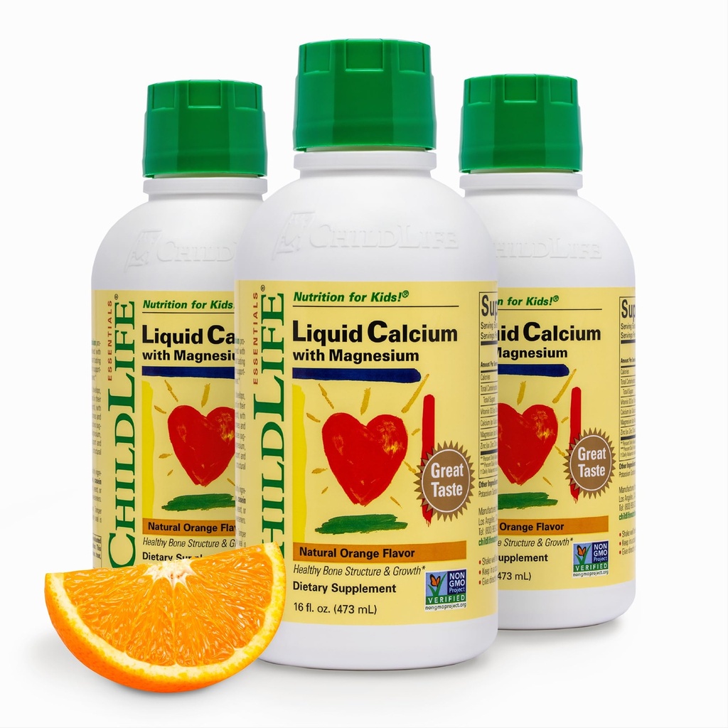 Copii esenţiale supliment de calciu lichid pentru copii - Baby Calciu cu magneziu, zinc, şi vitamina D3 - Orange Flavor, 16 fl oz (3 ambalaj)