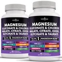 NEW AGE Magneziu Supliment - Puternic Glycinate Citrate Mate Oxid Taurate Gluconat Orotat & Magclorit Manganul de Sanatate si Putere Osoasa, Suport comun- 180 Conte