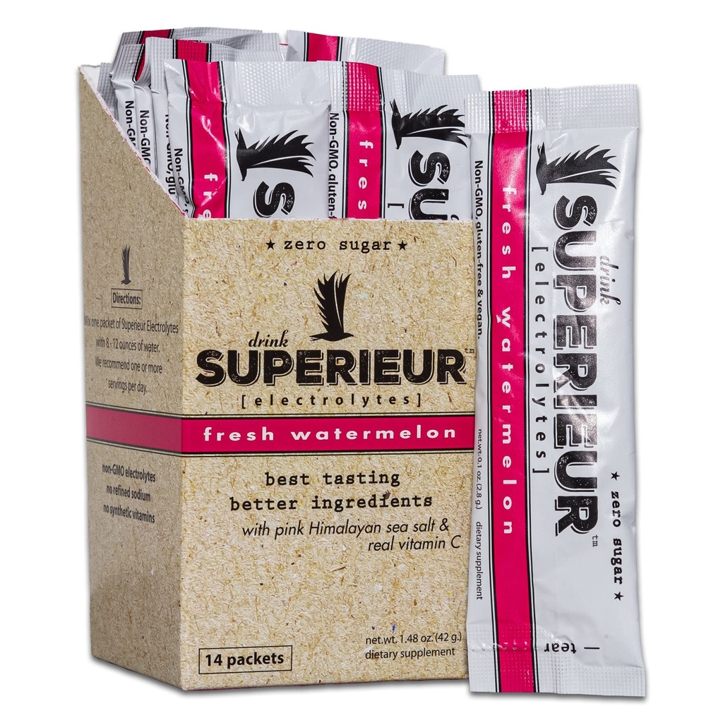 Pachete Superieur Electrolite Powder - VEGAN Electrolite Hydration Powder w/Sea Minerals - Keto Friendly, Non-GMO, Zero Sugar Electrolyte Supliment - Băut sportiv sănătos - Pepene verde (14 Pachete)