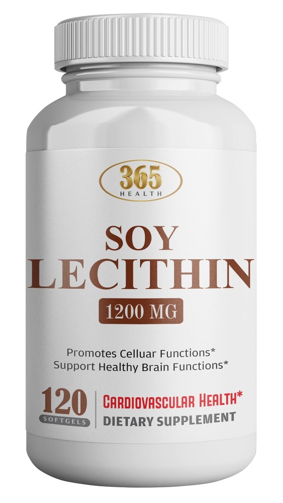 Sănătate LFE lecitină 1200mg, potenţă ridicată, 120 Softgels, Combinaţie naturală de acizi graşi esenţiali pentru a sprijini funcţia cerebrală şi nervoasă - Lecitină de grad alimentar, 1200mg per servire, Supliment alimentar