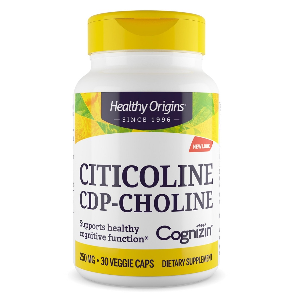 Origini sănătoase Cognizin (Citicolină), 250 mg - Suplimentul cerebral pentru memorie cu CDP colină de citicalină - Choline non-GMO, Supliment Vegan & Gluten-Free - 30 Capsule vegetale