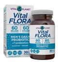 Planeta Vital - Vital Flora Mens Daily Probiotic, 60 Miliarde CFU, 60 Tulpini Diverse, 7 Prebiotice organice, Suport Immune, Relief de gaz, Colon și Probiotice de sănătate digestive pentru bărbați 30 Capsule
