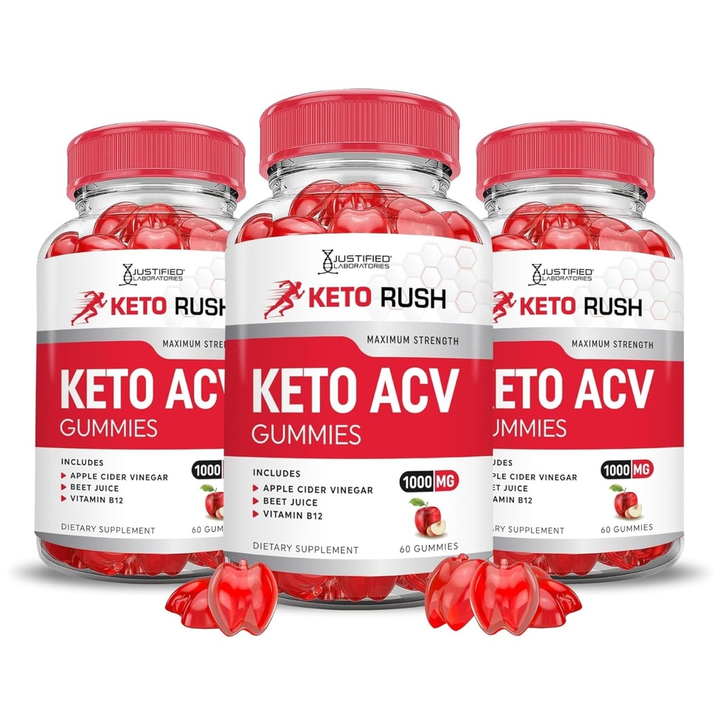 Laboratoare justificate (3 Pack Keto Rush Keto ACV Apple Cider Otegar Boost Formulat cu rodie Beet Juice Powder B12 Vegan Non OMG 180 Gummie