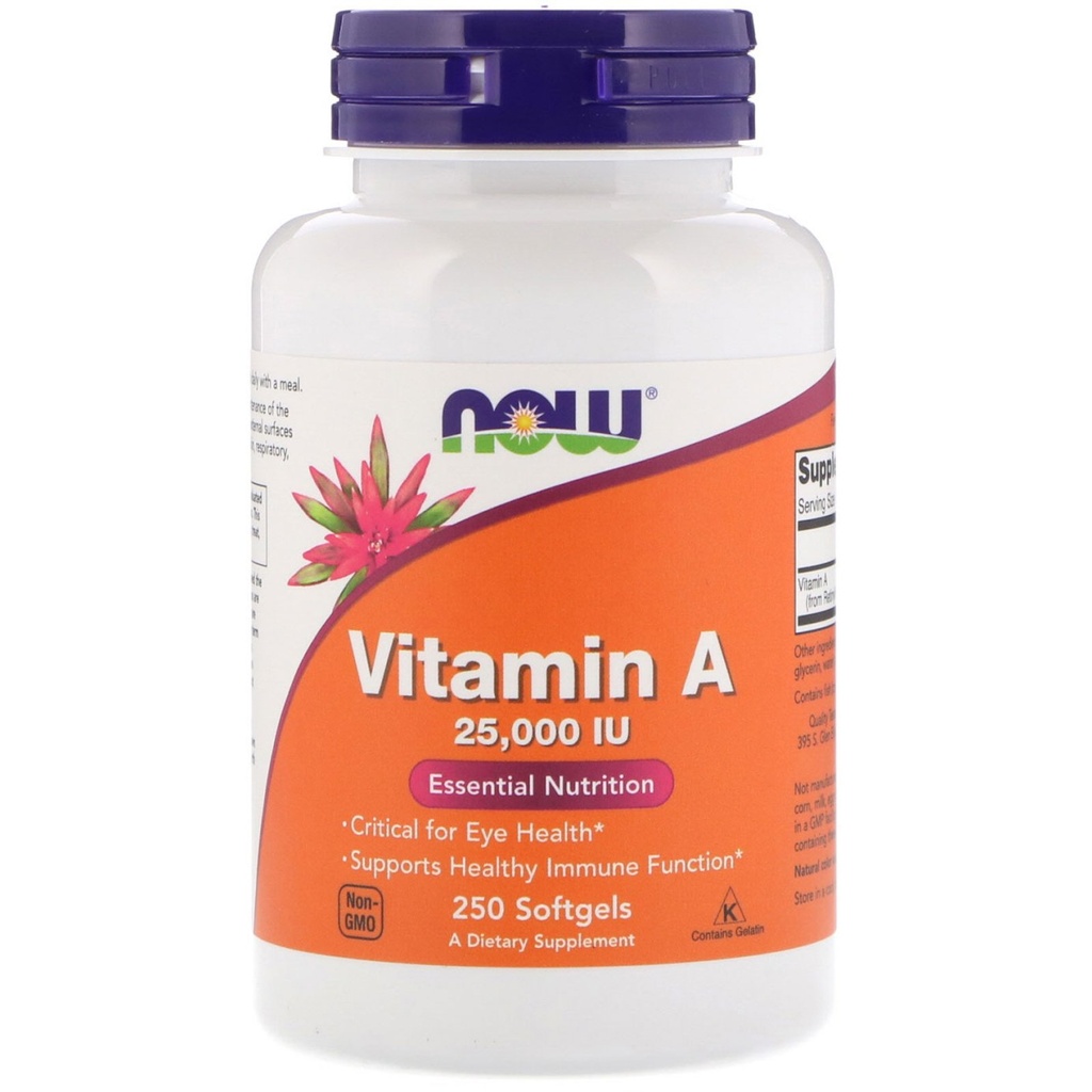 Acum alimente Vitamina A, 25000 UI din ulei de ficat de pește, 250 Softgels (Pachet de 2)