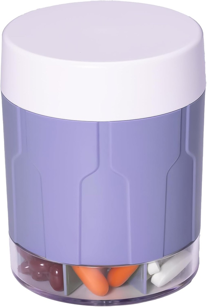 Betife Extra Large Supliment Organizator,Weekly Pill Organizator Sticla, Daily Pill Dispenser cu 7 Compartimente mari, Organizator să dețină 7 zile Vitamina medicament,21 etichete și o perie de curățare (Purple)