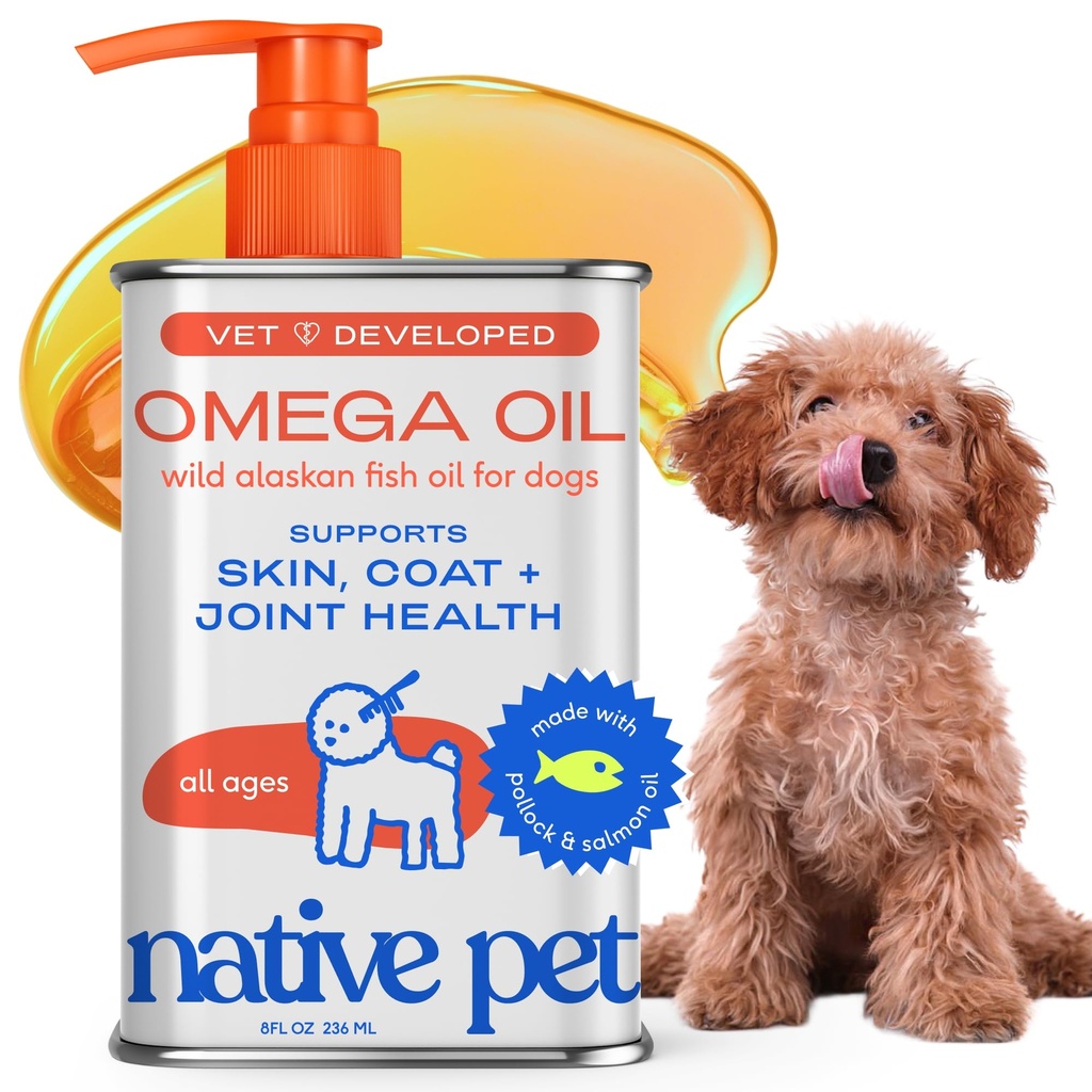 Native Pet Omega 3 Ulei de pește pentru câini și pisici - Promovează pielea sănătoasă, haina lucioasă, și articulații puternice - Made with wild Alaskan Salmon Oil for Dogs 