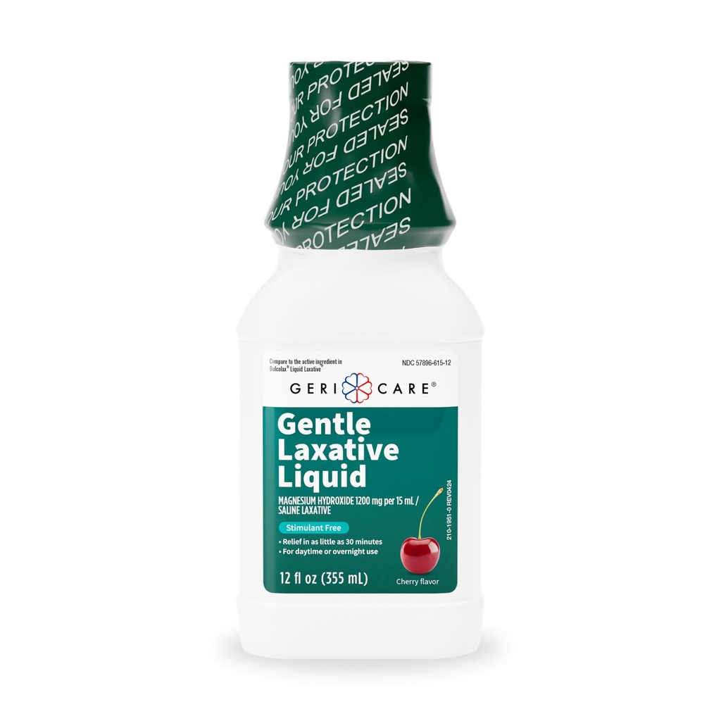 GeriCare lichid Laxativ pentru Relief Constipație - Putere maximă Stool Softener cu Hidroxide de magneziu, Lapte de Magnezia Cherry Flavored, și Colonoscopy Prep Support, Stimulant Free 12 oz
