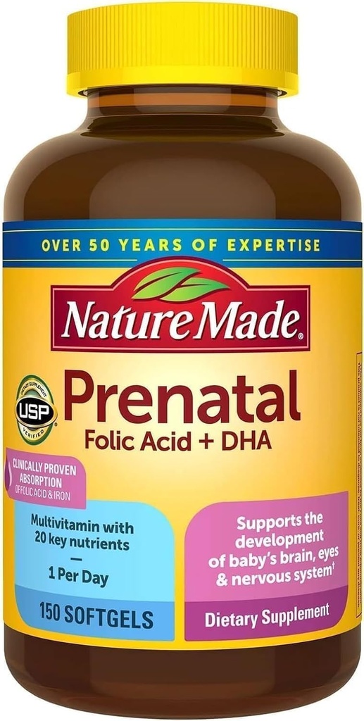 Natura făcut prenatal + Dha 200 mg Supliment alimentar (conte 150 Geluri moi), 150Count ()