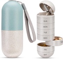 Zannaki 2 in 1 Pilula Organizator cu Cutter,Grain Fiber Weekly Pill Case Compartimentare Mari Dovada umezelii,Lock Magnetic,BPA gratuit de călătorie de drumeţie cutie Pilula 7 zi pentru a ţine pastile,Vitamins,Fish Oil,Supplements