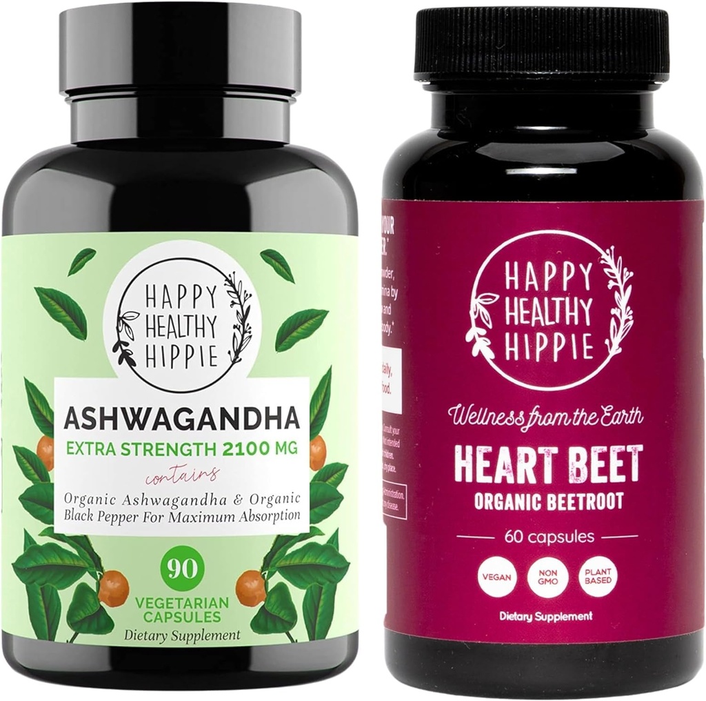 Happy sănătos Hippie Beetroot Capsule & Organic Ashwagandha Stress Supplement Capsule
