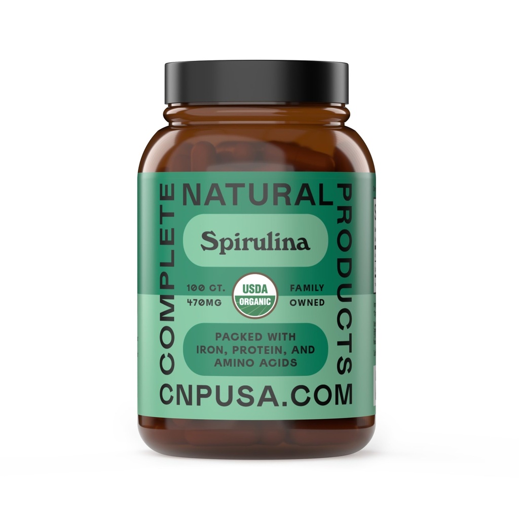 Capsule pure cu pulbere de Spirulina - 470 mg capsule 100 pastile, fără OMG-uri, naturale