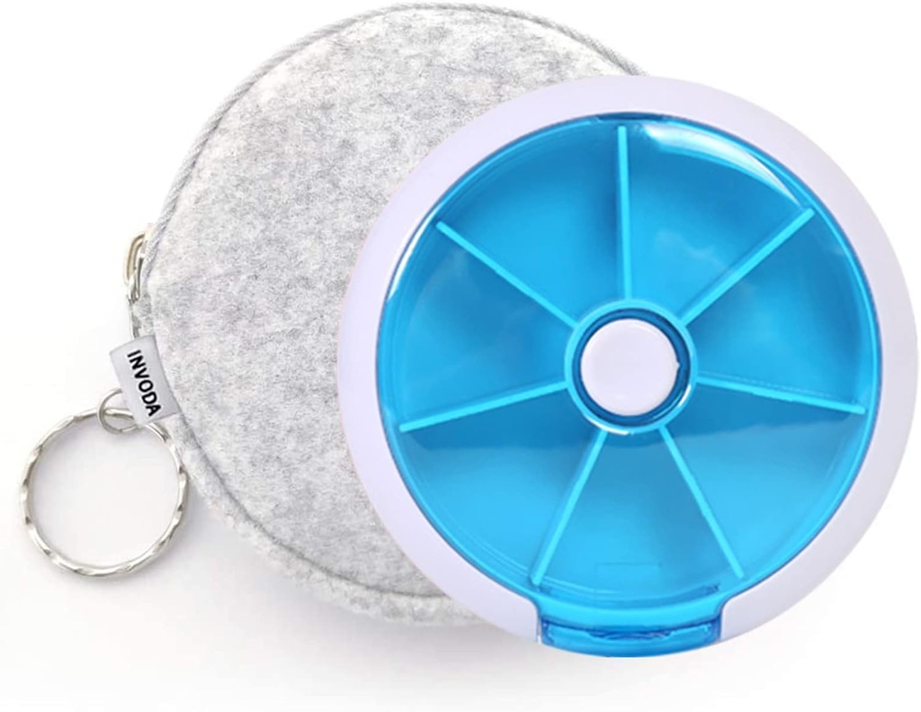 Pilula Organizator Pastile de călătorie caz pentru Purse Portable Medicina caz Săptămâni mici Pilula cutie pentru vitamine / ulei de pește / perle / Suplimente (Blue+Bag)