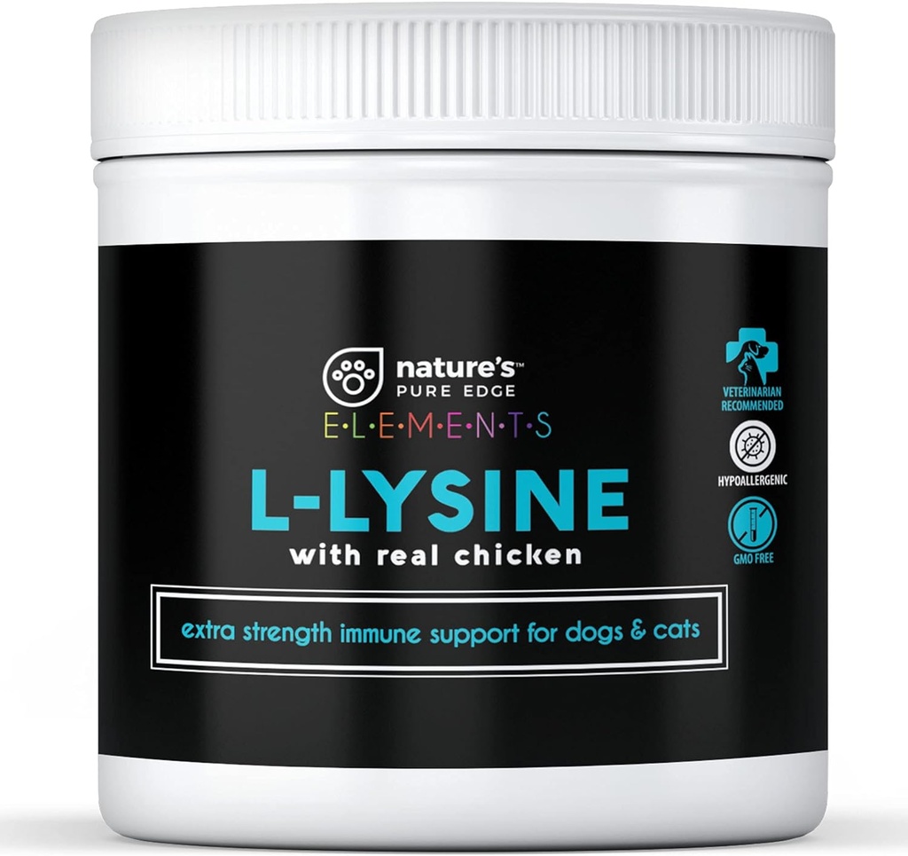 L-Lysine Powder pentru pisici și pisoi, pui aroma supliment Lysina pentru pisici și pisici și câini pentru a sprijini sănătatea imună, funcția normală ochi și sănătatea respiratorie, extra mare 125 Grams.