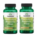 Swanson Prebiotic + fibre probiotice - Suplimentul natural de promovare a sistemului digestiv și a sprijinului pentru sănătate imună - SIDA Regularitate & GI Tract Health - (60 capsule, 500 milioane CFU fiecare) (2 ambalaj)