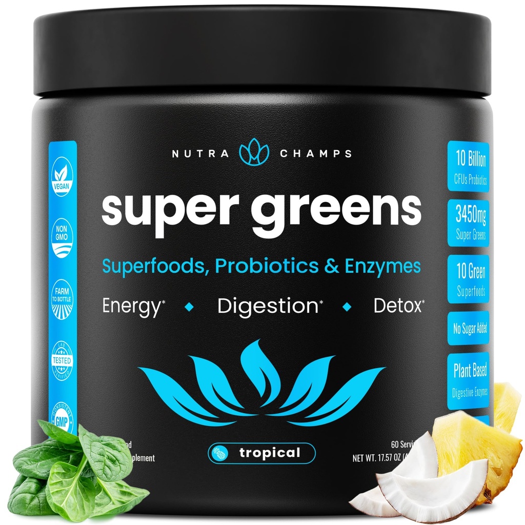 NutraChamps Super Greens Pulbere Premium Superfood 
