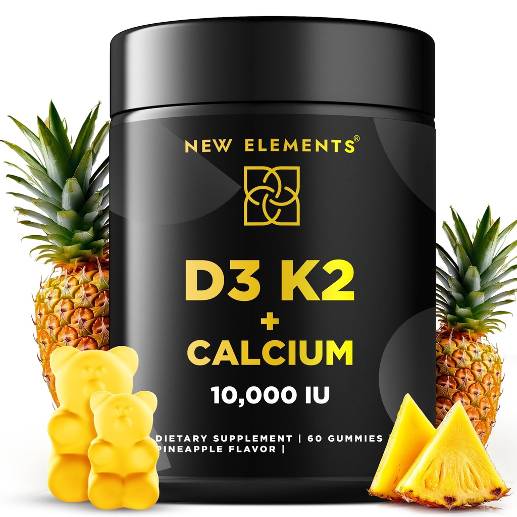 Vitamina D3 K2 Gumries 10000 UI cu calciu 100mg - VIT D3 pentru adulţi - Mk7 Vitamina K2 100mcg - Suplimentul D pentru bărbaţi şi femei - gluten fără gluten fără GMO