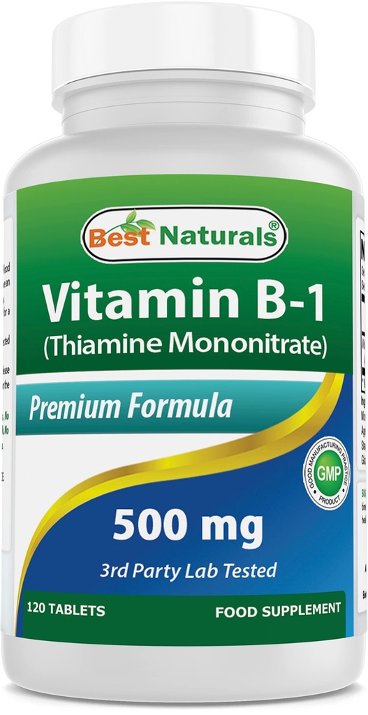 Cele mai bune naturale Vitamina B1 ca Tiamină Mononitrat 500 mg 120 comprimate (120 număr de 1)