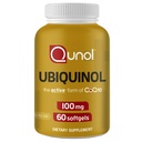 Qunol Ubichinol CoQ10 100 mg Softgels, Ubichinol - Forma activa de Coenzime Q10, Antioxidant pentru sanatatea inimii, Niveluri sanatoase de presiune a sangelui, Benefical pentru Statin Utilizatori, 60 Conte