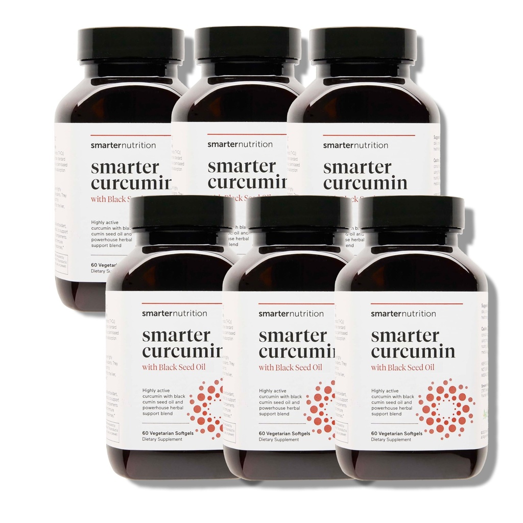 Nutriţie mai inteligentă Curcumin Softgels - Vegan mare absorbţie 400 mg Curcumin Supliment Standardizat la 95% Tetrahidrocurcuminoide + Black Seed Oil & Ginger pentru Joint & Immune Health - 360 Ct