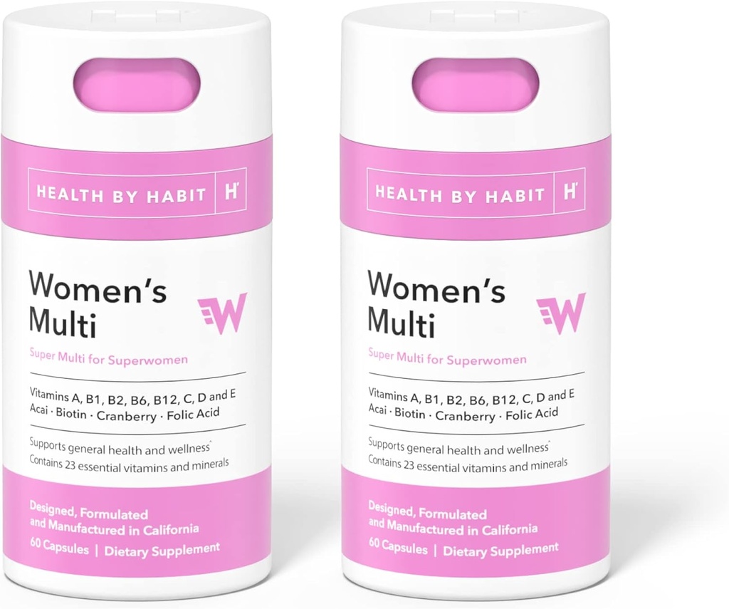 Health by Habit Womens Multi Supplement 2 Pack (120 Capsules) - 23 Essential Vitamins and Minerals, Supports General Health & Wellness, Non-GMO, Sugar Free (2 Pack)